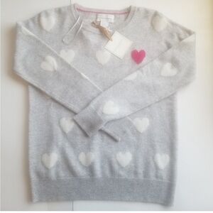 Christian Siriano Gray and Pink Heart Sweater
